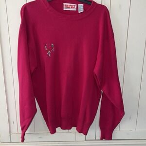 VTG Pivot Rules Golf Pink Sweater XL Green Embroidered Woman's Florida Tee Off